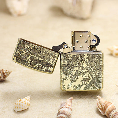 Zippo Premium Shine Bronze Complete Chiseled Qingming Festival Scroll - CC119