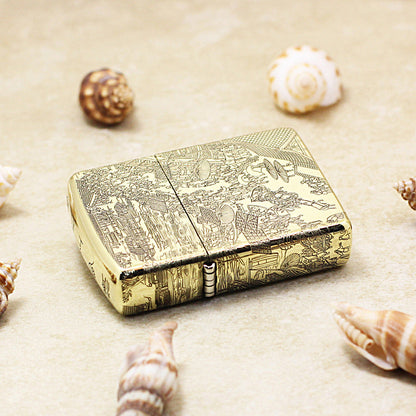 Zippo Premium Shine Bronze Complete Chiseled Qingming Festival Scroll - CC119