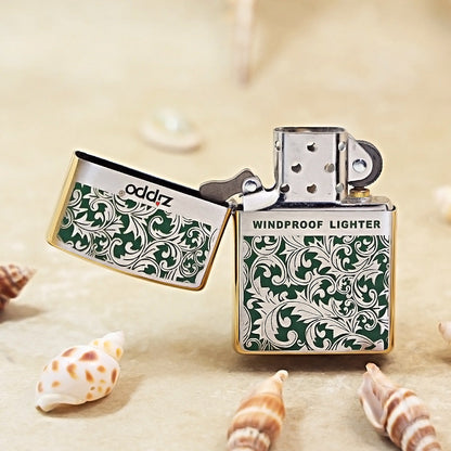 Zippo Premium Shine Bronze Green Hue Filled Arabesque Scroll - CS14