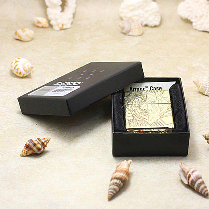 Zippo Premium Shine Bronze Half Geometric Tiger Engraving - CC135