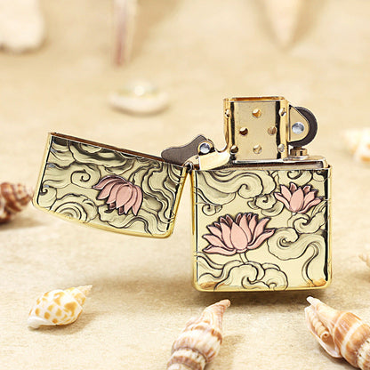 Zippo Premium Shine Bronze Lotus in Heavenly Clouds - CC103