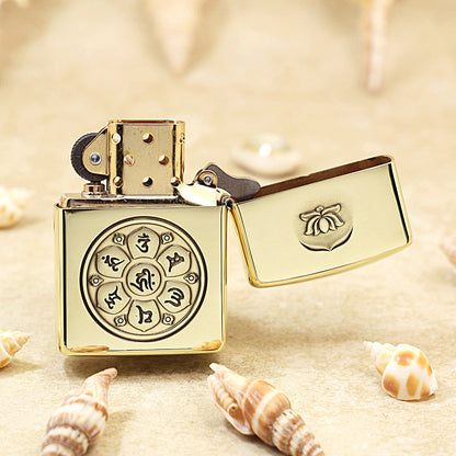 Zippo Premium Shine Bronze Lotus in Heavenly Clouds - CC103