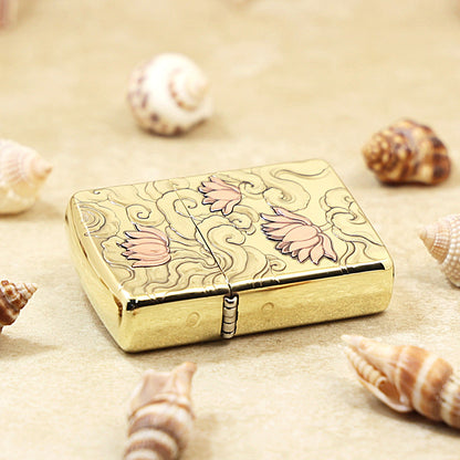 Zippo Premium Shine Bronze Lotus in Heavenly Clouds - CC103