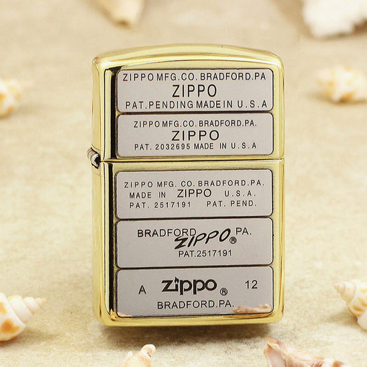 Zippo Premium Shine Bronze Multi Panel Logo and Patent Stamps - SC01