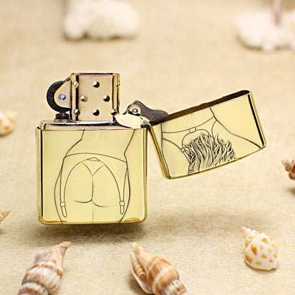 Zippo Premium Shine Bronze Pin-Up Maiden Chiseled Lingerie - CC108