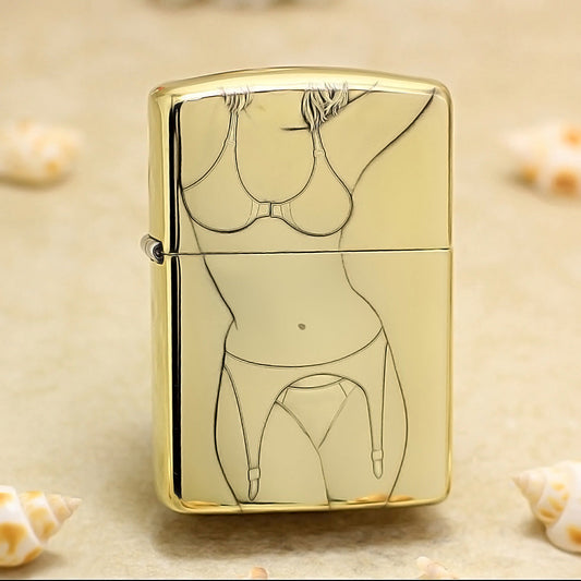 Zippo Premium Shine Bronze Pin-Up Maiden Chiseled Lingerie - CC108
