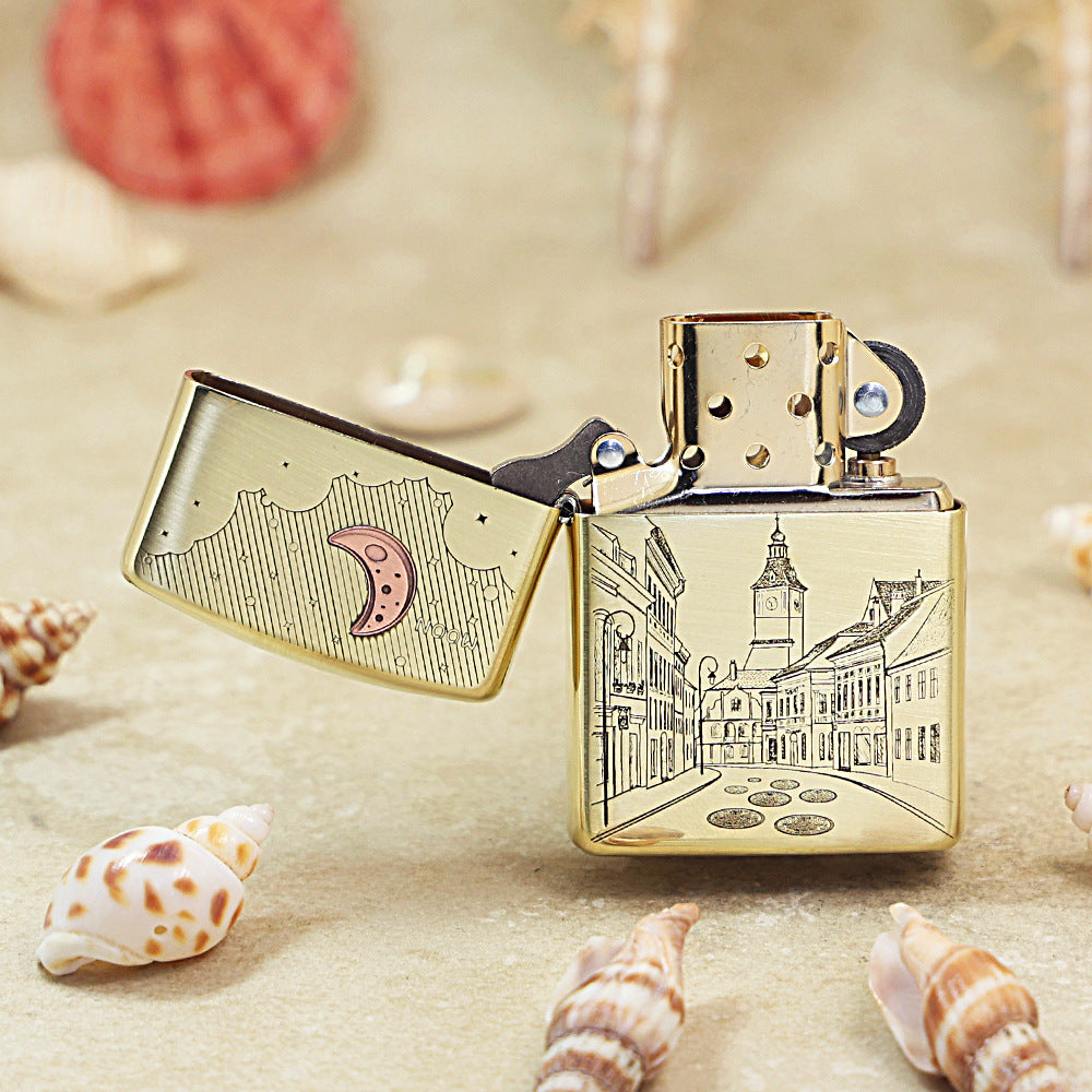Zippo Premium Shine Bronze The Moon and Sixpence Townscape - CC87