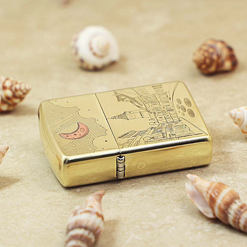 Zippo Premium Shine Bronze The Moon and Sixpence Townscape - CC87