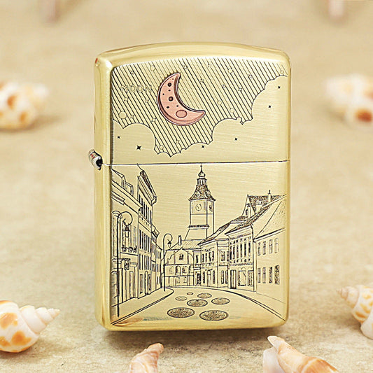 Zippo Premium Shine Bronze The Moon and Sixpence Townscape - CC87