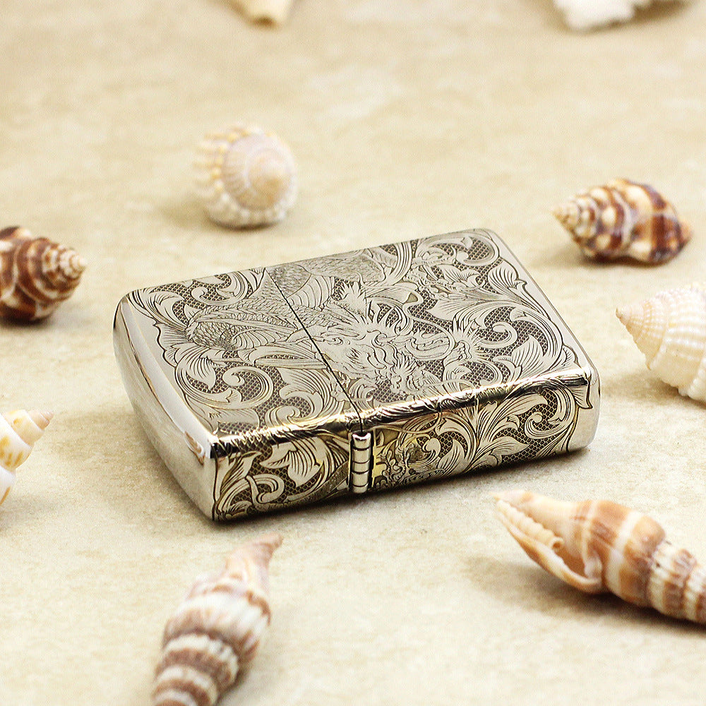 Zippo Premium Shine Steel Intricate Engraved Serpent and Complete Arabesque - SC26