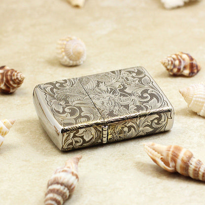 Zippo Premium Shine Steel Intricate Engraved Serpent and Complete Arabesque - SC26