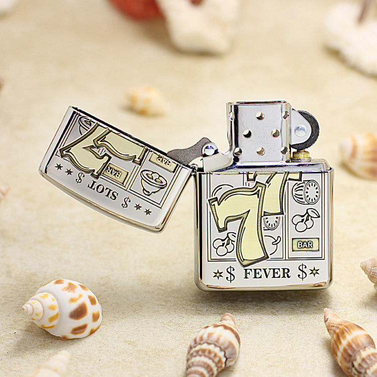 Zippo Premium Shine Steel Intricate Chiseled Lucky Slot Fever 777 - SC23