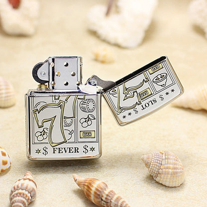 Zippo Premium Shine Steel Intricate Chiseled Lucky Slot Fever 777 - SC23