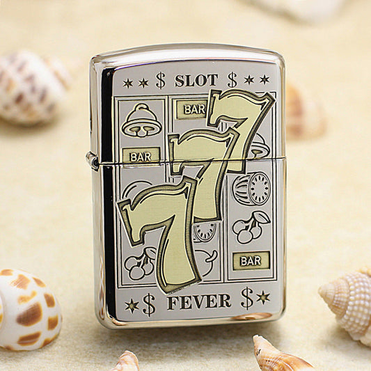 Zippo Premium Shine Steel Intricate Chiseled Lucky Slot Fever 777 - SC23