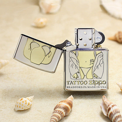 Zippo Premium Shine Steel Intricate Chiseled Tattoo Pin-Up Torso - SC19