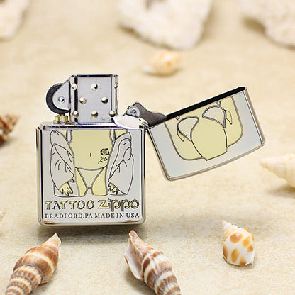 Zippo Premium Shine Steel Intricate Chiseled Tattoo Pin-Up Torso - SC19
