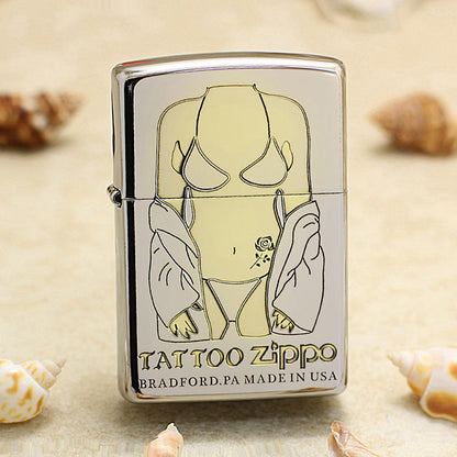 Zippo Premium Shine Steel Intricate Chiseled Tattoo Pin-Up Torso - SC19