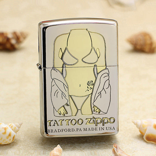 Zippo Premium Shine Steel Intricate Chiseled Tattoo Pin-Up Torso - SC19