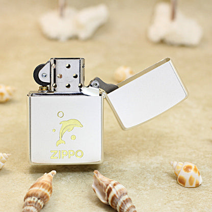 Zippo Premium Shine Steel Dolphin and Mother of Pearl - CC104