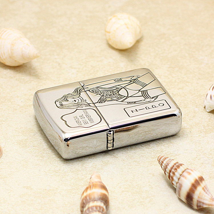 Zippo Premium Shine Steel Chiseled American Sexy Maiden Pin-Up - SC22