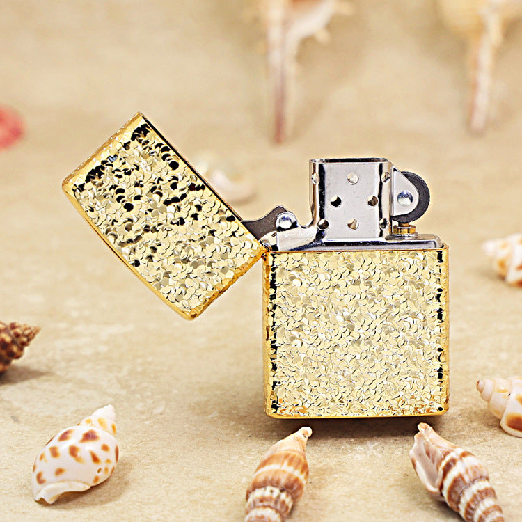 Zippo Premium Shine Gold Crushed Ice Texture Case - CM43