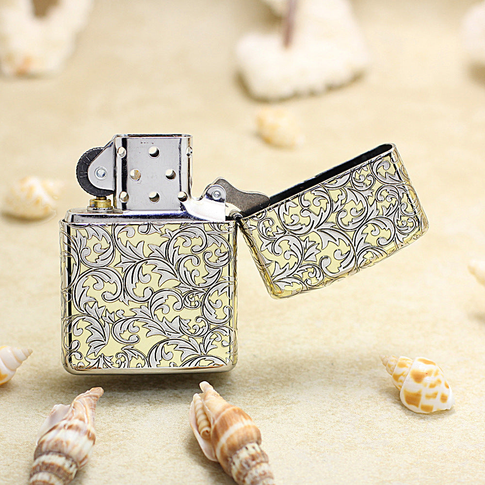 Zippo Premium Shine Gold Intricate Engraved Arabesque Scroll Limited Version - SC06