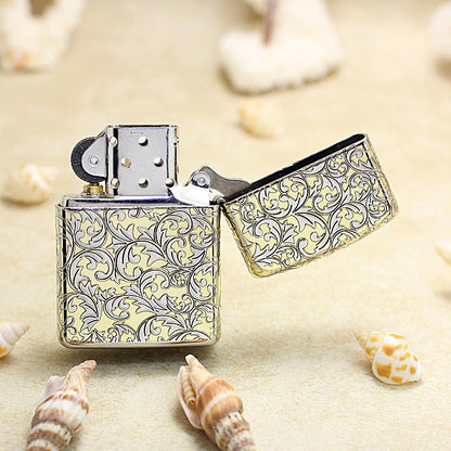 Zippo Premium Shine Gold Intricate Engraved Arabesque Scroll Limited Version - SC06