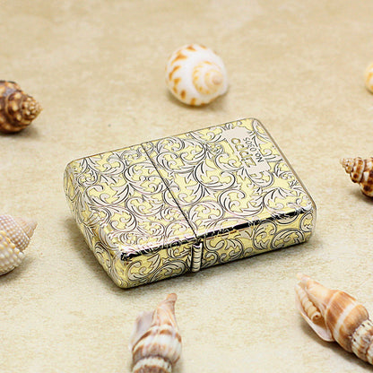 Zippo Premium Shine Gold Intricate Engraved Arabesque Scroll Limited Version - SC06