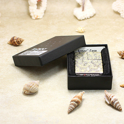Zippo Premium Shine Gold Intricate Engraved Arabesque Scroll Limited Version - SC06