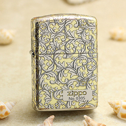 Zippo Premium Shine Gold Intricate Engraved Arabesque Scroll Limited Version - SC06