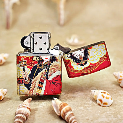 Zippo Premium Shine Crimson Hue Decorated Zaki Lhamo Female Deity - CS02