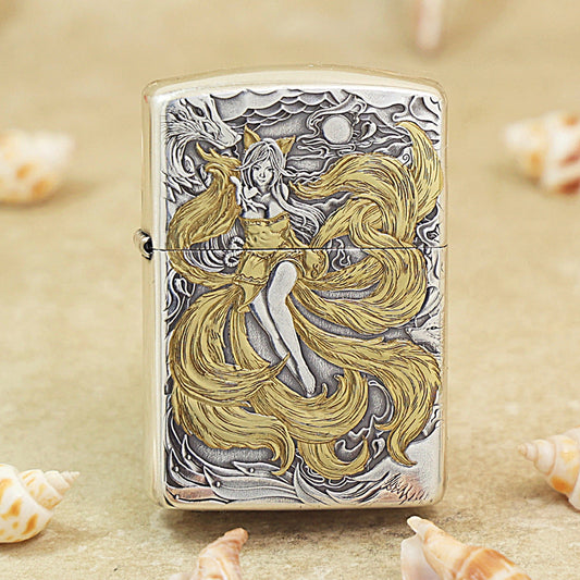 Zippo 'Nine-Tailed Fox Spirit' Intricate Carve Two-Finish - DS119