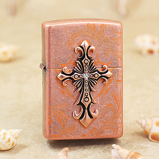 Zippo Ornate Crucifix Vintage Copper - KR07