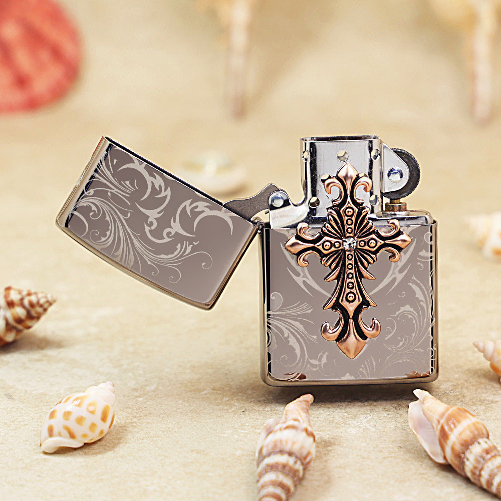 Zippo Ornate Crucifix Obsidian Ice - KR06