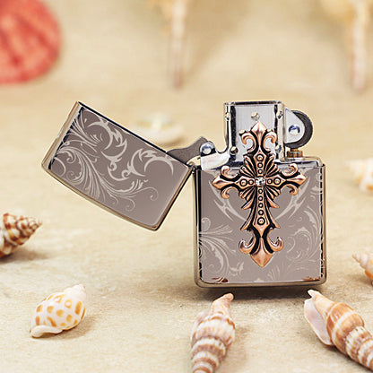 Zippo Ornate Crucifix Obsidian Ice - KR06