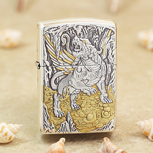 Zippo 'Pixiu Attracting Wealth' Intricate Carve Two-Finish - DS120