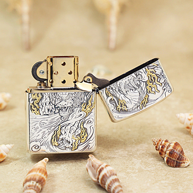 Zippo 'Pixiu Attracting Wealth' Intricate Carve Two-Finish - DS120