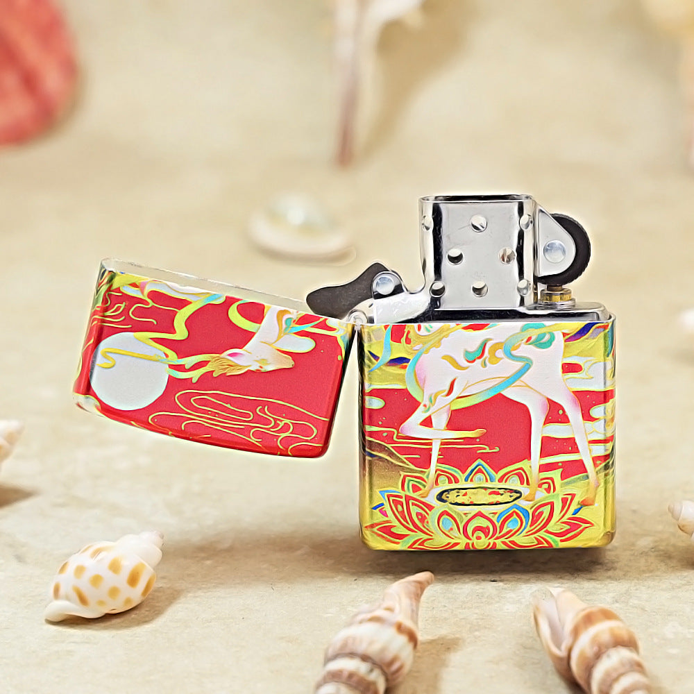 Zippo Crimson Hue Decorated Nine-Colored Divine Deer and Moon - CS21