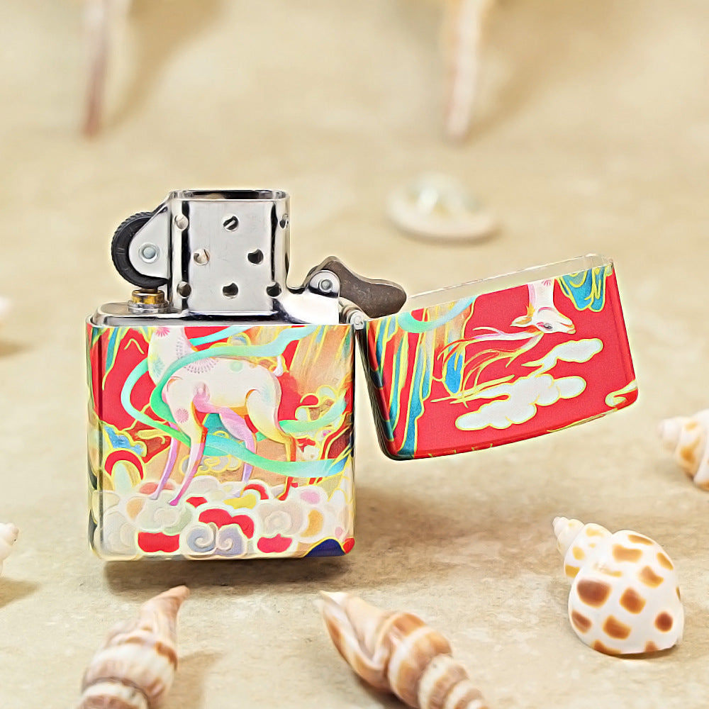 Zippo Crimson Hue Decorated Nine-Colored Divine Deer and Moon - CS21