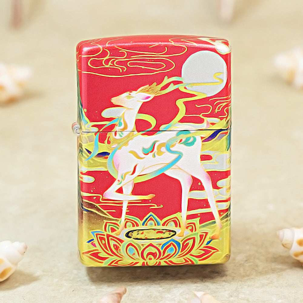 Zippo Crimson Hue Decorated Nine-Colored Divine Deer and Moon - CS21