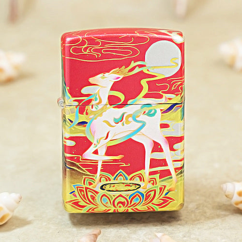 Zippo Crimson Hue Decorated Nine-Colored Divine Deer and Moon - CS21
