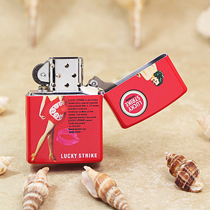 Zippo Crimson Matte Hue-Decorated Lucky Strike Pin-Up Maiden - CS09