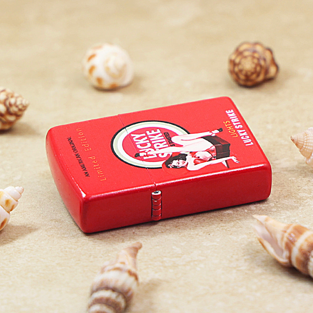 Zippo Crimson Matte Hue-Decorated Lucky Strike Pin-Up Maiden - CS09