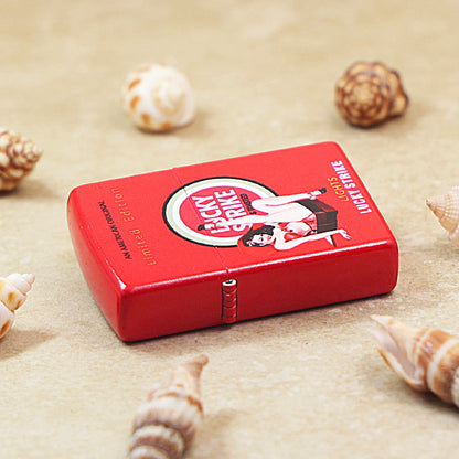 Zippo Crimson Matte Hue-Decorated Lucky Strike Pin-Up Maiden - CS09