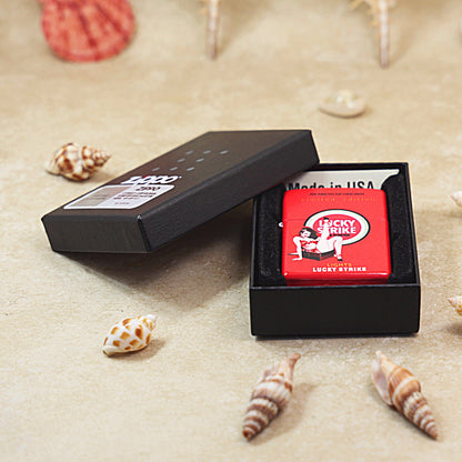 Zippo Crimson Matte Hue-Decorated Lucky Strike Pin-Up Maiden - CS09