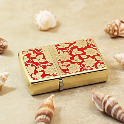 Zippo Crimson Matte Gold 3d-embossed Botanical Vine Pattern - CS10