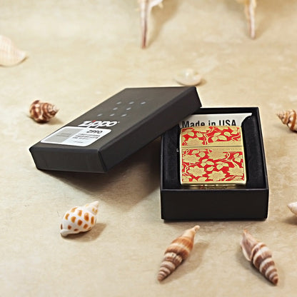 Zippo Crimson Matte Gold 3d-embossed Botanical Vine Pattern - CS10