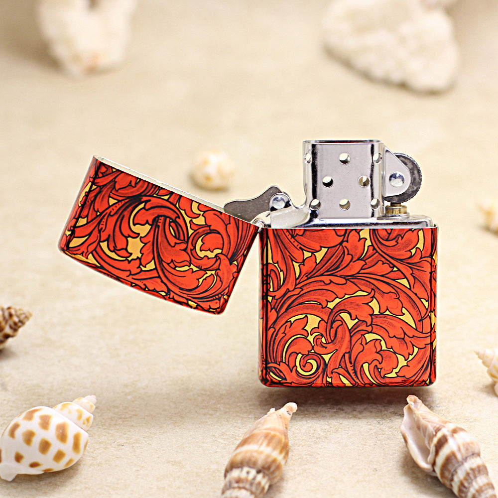 Zippo Crimson and Gold Hue Decorated Large Arabesque Pattern - CS08
