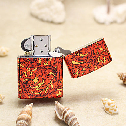 Zippo Crimson and Gold Hue Decorated Large Arabesque Pattern - CS08