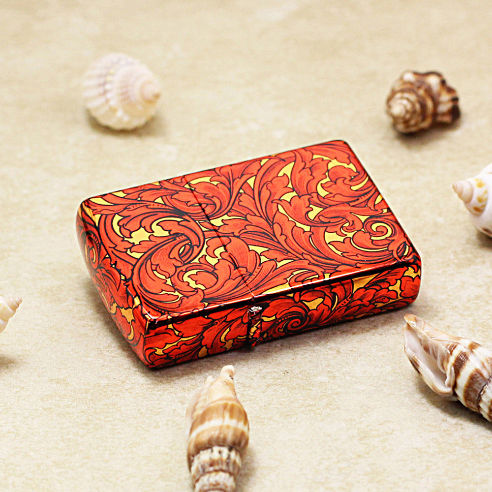 Zippo Crimson and Gold Hue Decorated Large Arabesque Pattern - CS08